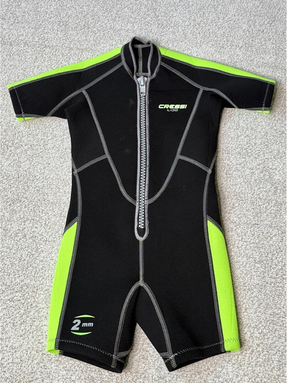 Cressi Lido Junior 2mm Shorty Wetsuit Kids Size 0 3XS Black Neon Green